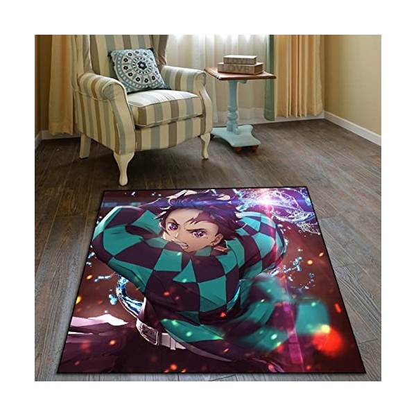 Rauans Anime Cartoon Demon Slayer Tapis Impression 3D Super Doux Tapis Antidérapant Chambre denfants Tapis De Sol Salon Déco