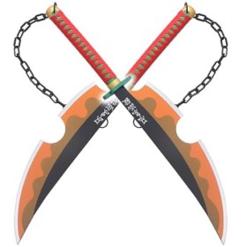 Repliksword Lot 2 Sabres en Bois Lame en Bois Epee Demon Slayer Pack 2 Epees Tengen Uzui Lot 2 Epees en Bois Sabre Tengen Kat