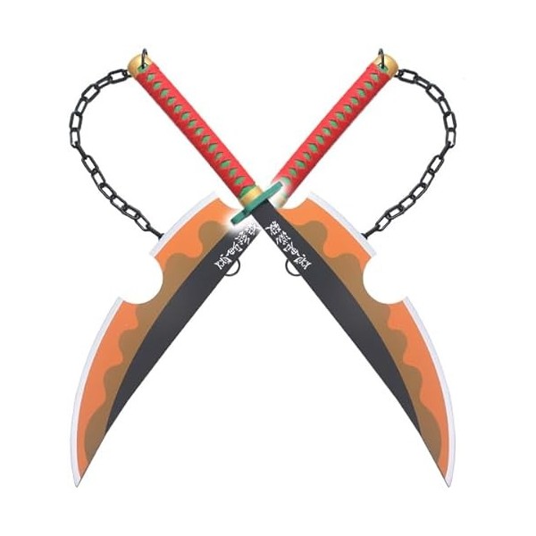 Repliksword Lot 2 Sabres en Bois Lame en Bois Epee Demon Slayer Pack 2 Epees Tengen Uzui Lot 2 Epees en Bois Sabre Tengen Kat