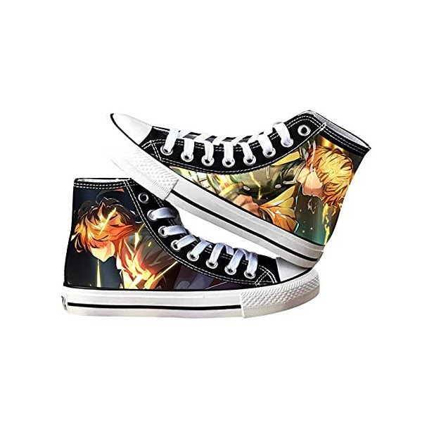 Chaussures montantes unisexes en toile à lacets Tanjiro/Agatsuma/Hashibira/Rengoku Cosplay Impression Mode Toile Chaussures à