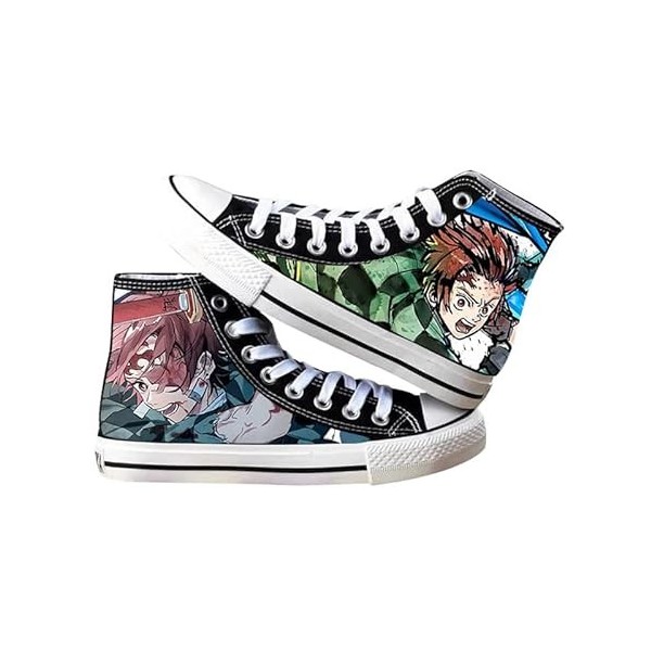 Chaussures montantes unisexes en toile à lacets Tanjiro/Agatsuma/Hashibira/Rengoku Cosplay Impression Mode Toile Chaussures à