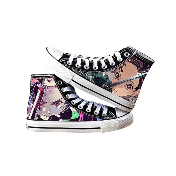 Chaussures montantes unisexes en toile à lacets Tanjiro/Agatsuma/Hashibira/Rengoku Cosplay Impression Mode Toile Chaussures à