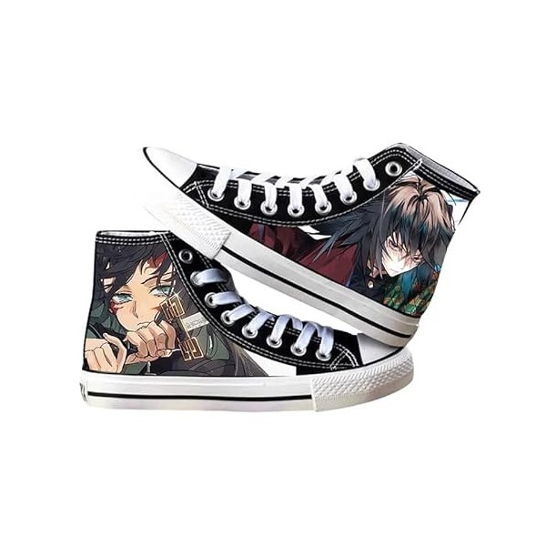 Chaussures montantes unisexes en toile à lacets Tanjiro/Agatsuma/Hashibira/Rengoku Cosplay Impression Mode Toile Chaussures à