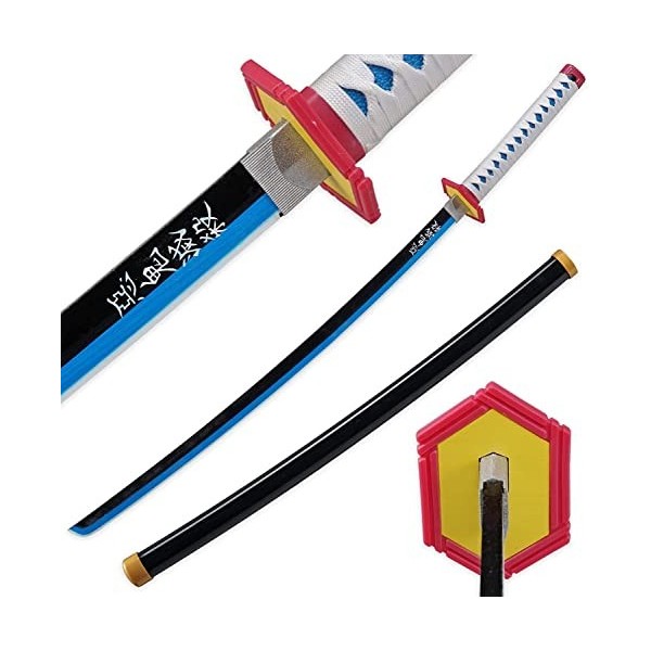 kljhld Épée Cosplay épée Anime en Bambou, épée Katana Demon Slayer Tomioka Giyuu Katana épée 103 cm/40 Pouces