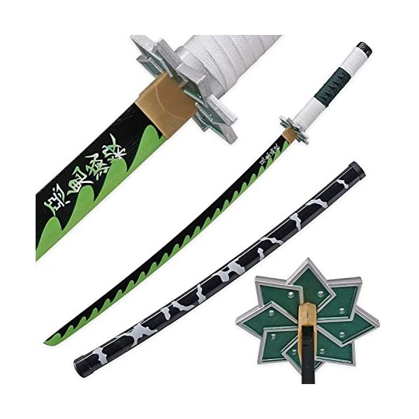kljhld Épée Cosplay épée Anime en Bambou, épée Katana Demon Slayer Tomioka Giyuu Katana épée 103 cm/40 Pouces