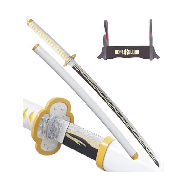 REPLIKSWORD Demon Slayer Katana Tout en Bois Lame en Bois Sabre Zenitsu Epee Replique Sabre Decoration Replique Epee Cosplay 
