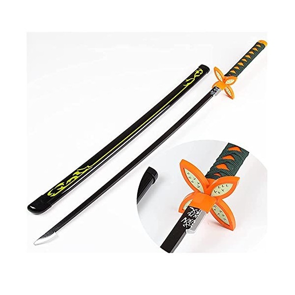 Uvency Épée de Samouraï Kocho Shinobu, Accessoires DHabillage Katana Noir Démon Slayer Formation Épée En Bois/76Cm/29.92In