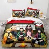 PTNQAZ Nezuko Kamado Parure de lit avec housse de couette pour filles Motif manga Demon Slayer King size, style 1 