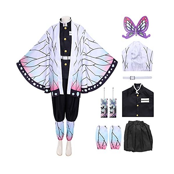 Metaparty Costume Cosplay Shinobu, Tueuse de démons Kochou Shinobu Kimono Outfit pour enfants Anime Cosplay Halloween Party C