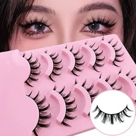 Faux cils Manga Lashes Aspect naturel Cils artificiels Anime Faux cils 15mm courts Cosplay Lashes Faux Mink Spiky Wispy False