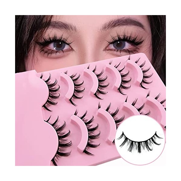 Faux cils Manga Lashes Aspect naturel Cils artificiels Anime Faux cils 15mm courts Cosplay Lashes Faux Mink Spiky Wispy False