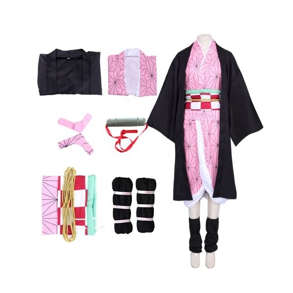 Metaparty Costume Cosplay Shinobu, Tueuse de démons Kochou Shinobu Kimono Outfit pour enfants Anime Cosplay Halloween Party C