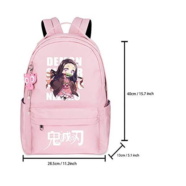 Roffatide Anime Demon Slayer Kamado Nezuko Kawaii Imprimer Sac À Dos Décontracté Filles Sac Décole Rose