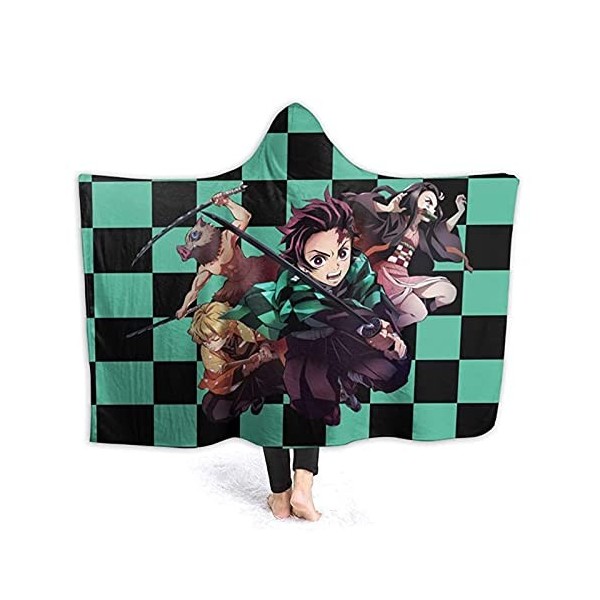 MAMON Demon Slayer Plaid Polaire, Kimetsu no Yaiba Anime Couvertures, Légères et Douces et Gardent au Chaud Couverture-Tanjir