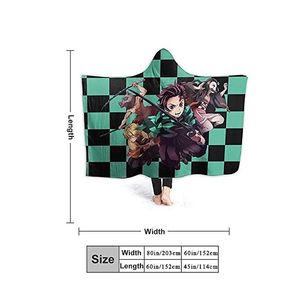 MAMON Demon Slayer Plaid Polaire, Kimetsu no Yaiba Anime Couvertures, Légères et Douces et Gardent au Chaud Couverture-Tanjir