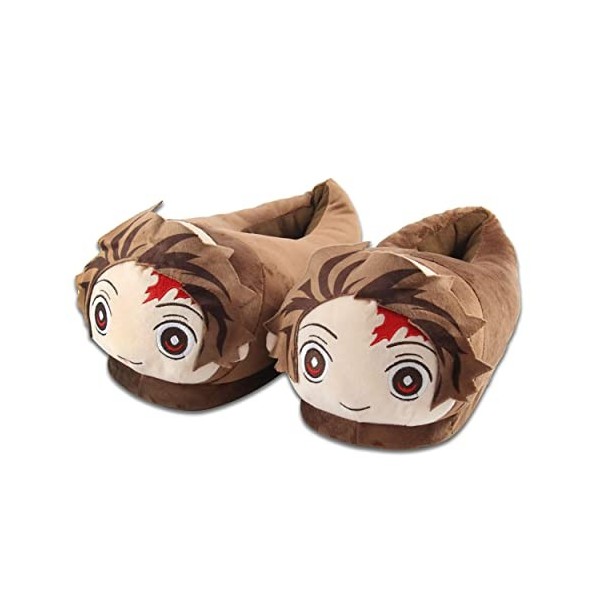 Roffatide animal Demon Slayer Fuzzy pantoufles kamado tanjirou cute Indoor pantoufles closed Toe Open back Foam pantoufles, R