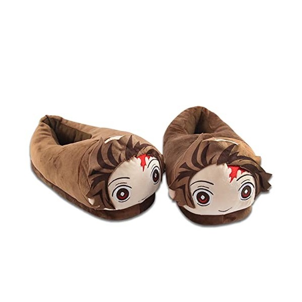 Roffatide animal Demon Slayer Fuzzy pantoufles kamado tanjirou cute Indoor pantoufles closed Toe Open back Foam pantoufles, R