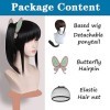 animacoser Demon Slayer Perruque de cosplay Tsuyuri Kanao avec clip papillon Kimetsu no Yaiba Noir