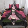 BRILLX Kamado Nezuko Bedding 3D Housse De Couette Imprimé Floral Parure De Lit en Microfibre Parure De Lit Doudou Couvertures
