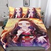 BRILLX Kamado Nezuko Bedding 3D Housse De Couette Imprimé Floral Parure De Lit en Microfibre Parure De Lit Doudou Couvertures