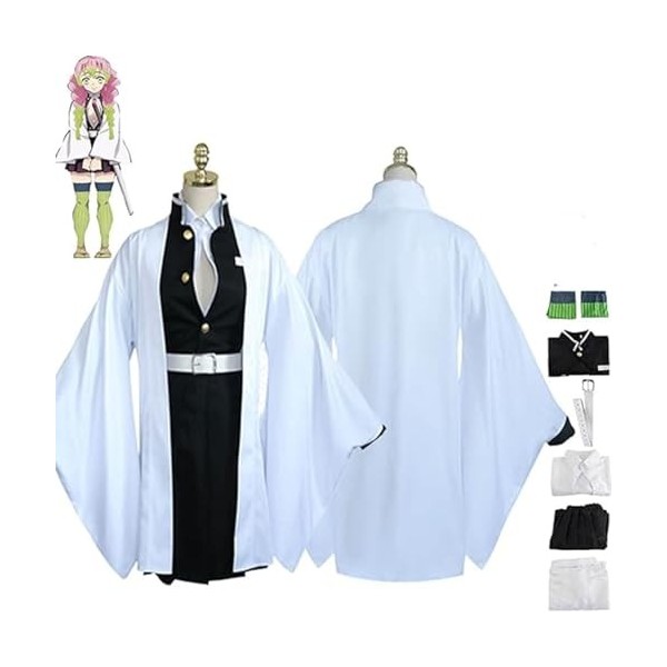 NIKKHO Costume de Cosplay Demon Slayer, personnage dAnime Kanroji Mitsuri Cosplay Kimono ensemble, Halloween Party Uniform S