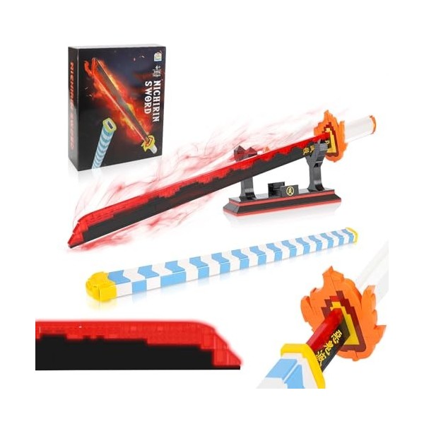 QLT Épée Demon Slayer Cosplay Animes Rengoku Kyoujurou Katana - Briques de construction décoratives - Cadeau pour adultes et 