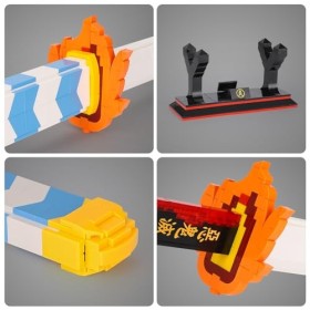 QLT Épée Demon Slayer Cosplay Animes Rengoku Kyoujurou Katana - Briques de construction décoratives - Cadeau pour adultes et 