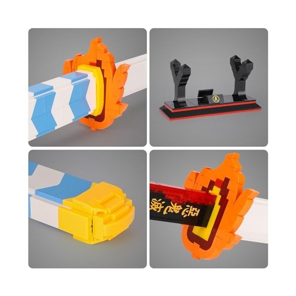 QLT Épée Demon Slayer Cosplay Animes Rengoku Kyoujurou Katana - Briques de construction décoratives - Cadeau pour adultes et 