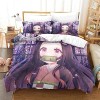 Demon Slayer Parure de lit pour enfant en coton imprimé 3D, convient pour filles et adolescents, 1 housse de couette et 2 tai
