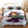 NICHIYOBI Demon Slayer Parure de lit 3 pièces avec housse de couette et taie doreiller, microfibre, impression numérique 3D 