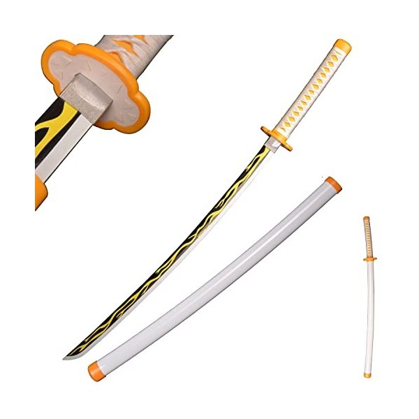Sword Valley Anime Cosplay Épée en Bois, Épée Demon Slayer 104cm Épée en Bois -Agatsuma Zenitsu