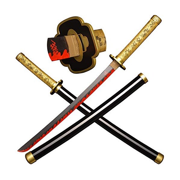ACTASITEMS Japanese Anime Cosplay Prop Demon Slayer Wooden Sword - 78cm, Katana -Hashibira Inosuke