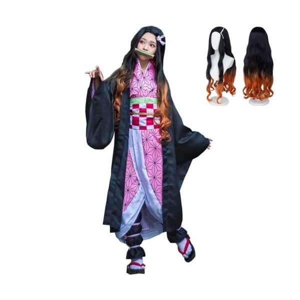 JHLL Nezuko – Costume de démon Slayer – Tenue de costumade 8 pièces, tenue kimono danime, tenue dHalloween et de costumade 