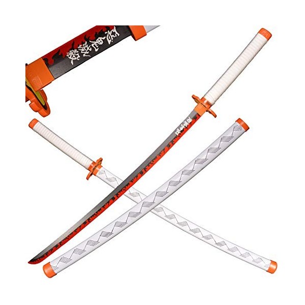 Sword Valley Anime Cosplay Épée en Bois, Épée Demon Slayer 104cm Épée en Bois - Rengoku Kyoujurou