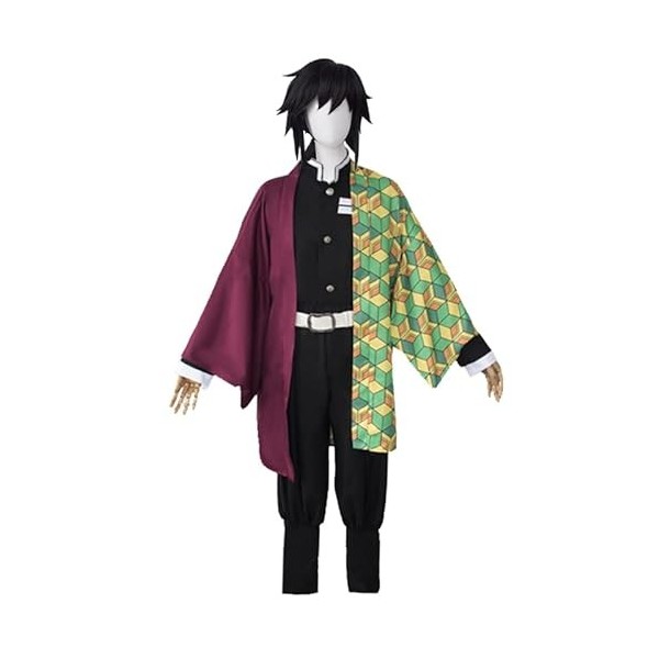 ACTASITEMS Anime Cosplay Kimono Costume,Demon Slayer-Kamado Tanjirou Adulte Taille XXL
