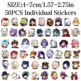 Autocollants Genshin Impact, 50PCS Stickers Genshin Impact, Stickers Anime, Autocollant Anime, Autocollant Manga, Genshin Imp