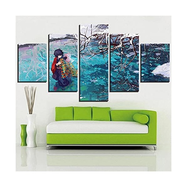 Impression sur toile murale Pieces Toile Tableau Tableaux Moderne Decor Murale Anime Rôle 5 Pcs Démon Slayer Kimetsu No Yaiba