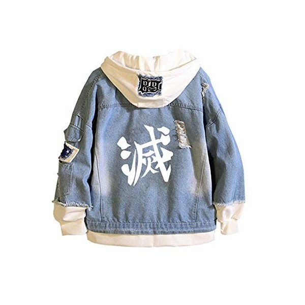 WYHQL Mode démon Slayer Anime Sweat à Capuche Veste en Jean Unisexe Cosplay Sweatshirt à Capuche pour Adolescents garçons et 