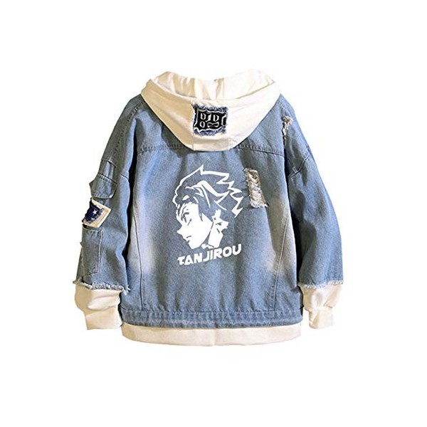 WYHQL Mode démon Slayer Anime Sweat à Capuche Veste en Jean Unisexe Cosplay Sweatshirt à Capuche pour Adolescents garçons et 