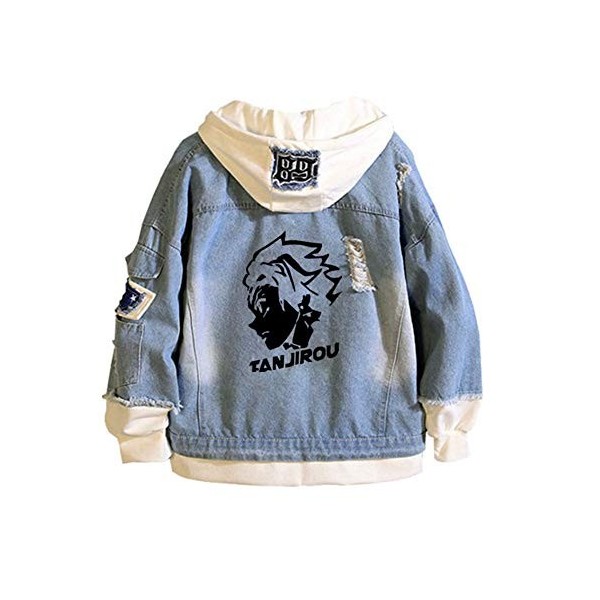 WYHQL Mode démon Slayer Anime Sweat à Capuche Veste en Jean Unisexe Cosplay Sweatshirt à Capuche pour Adolescents garçons et