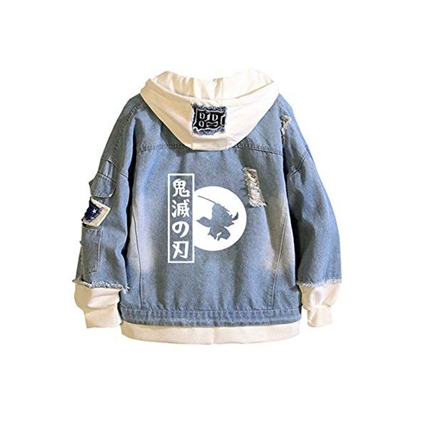WYHQL Mode démon Slayer Anime Sweat à Capuche Veste en Jean Unisexe Cosplay Sweatshirt à Capuche pour Adolescents garçons et 