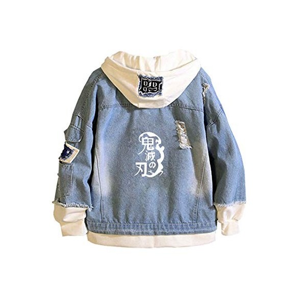 WYHQL Mode démon Slayer Anime Sweat à Capuche Veste en Jean Unisexe Cosplay Sweatshirt à Capuche pour Adolescents garçons et 