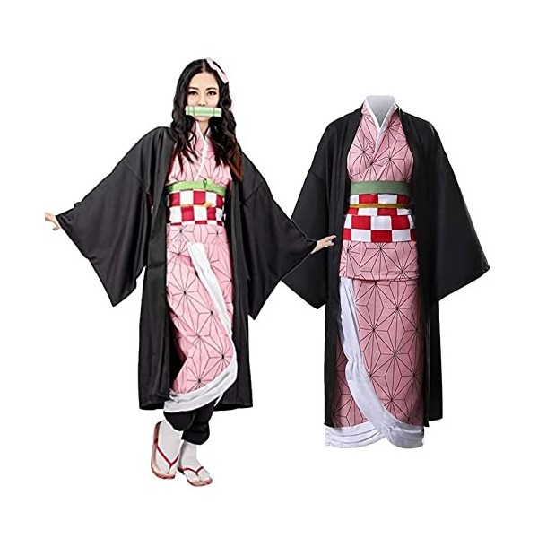 ZGMJ Costume de tueur de démon Nezuko, costume de cosplay Kimetsu no Yaiba pour adultes et enfants adulte-S , Rouge, Aldult-