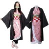 ZGMJ Costume de tueur de démon Nezuko, costume de cosplay Kimetsu no Yaiba pour adultes et enfants adulte-S , Rouge, Aldult-