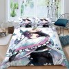 Housse de Couette 140x200 - Demon Slayer Parure de Lit 1 Personne en Microfibre avec Fermeture Éclair, Parure Housse Coutte z