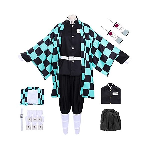 Formemory Kamado Tanjiro Costume Anime Cosplay Kimetsu No Yaiba Robe pour Adultes et Enfants Carnaval Festival Tanjiro Kimono