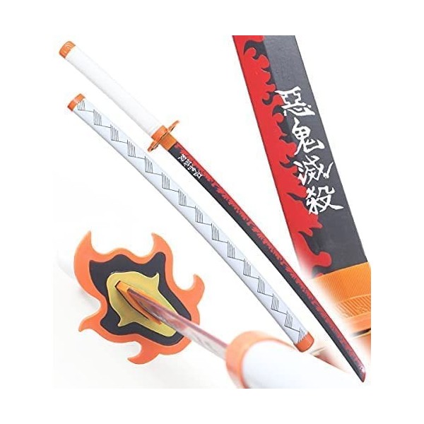 Katana en bois Demon Slayer Nichirin de Kyojuro Rengoku replique Cosplay Epee de samourai Anime Sabre en Bois