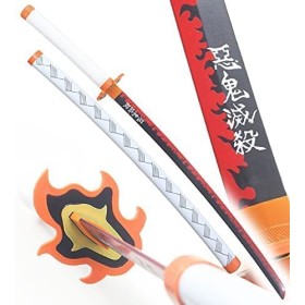 Katana en bois Demon Slayer Nichirin de Kyojuro Rengoku replique Cosplay Epee de samourai Anime Sabre en Bois
