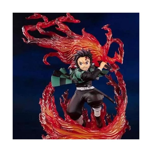 REOZIGN Figurine Tanjiro Kamado, Demon Slayer Figurines Tanjiro 22 cm / 8,7 Pouces Compétence de Respiration de feu Shinjuro 