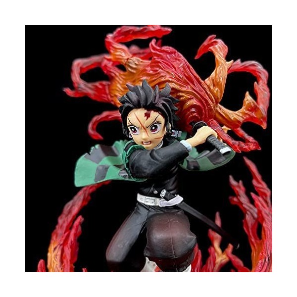 REOZIGN Figurine Tanjiro Kamado, Demon Slayer Figurines Tanjiro 22 cm / 8,7 Pouces Compétence de Respiration de feu Shinjuro 